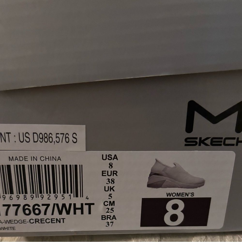 Skechers White and Silver Women's Sneakers Slip-in Mark Nason Wedge - Picture 5 of 5